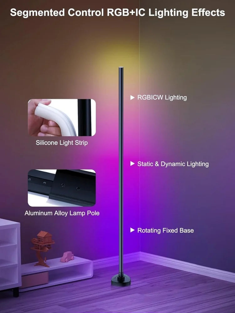 Smart RGB LED Corner Floor Lamp